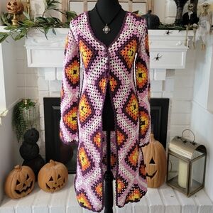 Dollskill Horoscopez Born To Lead Crochet Granny Square Duster Size XS